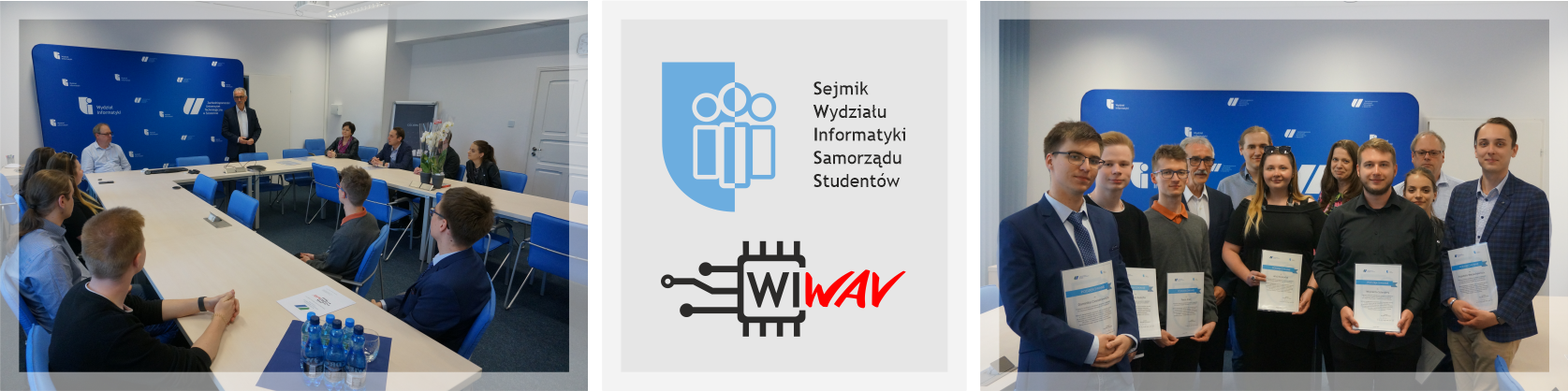 Podziękowania dla Samorządu Studentów Wydziału Informatyki i SKN WIWAV